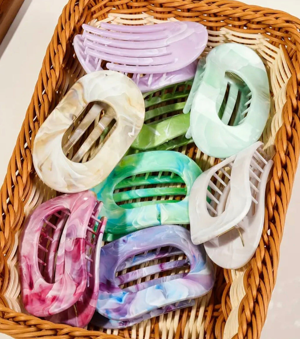 8 Stück Süßigkeitenfarbene Marmorierte Flache Hochwertige Premium-Klauenklammern